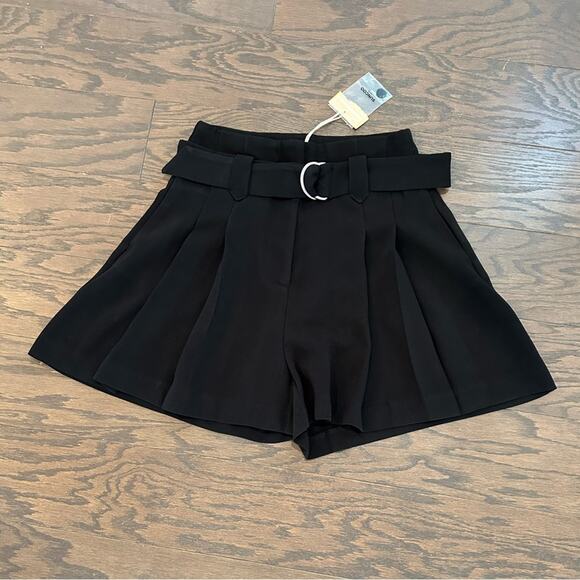 Suncoo Paris Benny High Waisted Belted Shorts - Black Size XSmall (T0) NEW - Picture 1 of 12